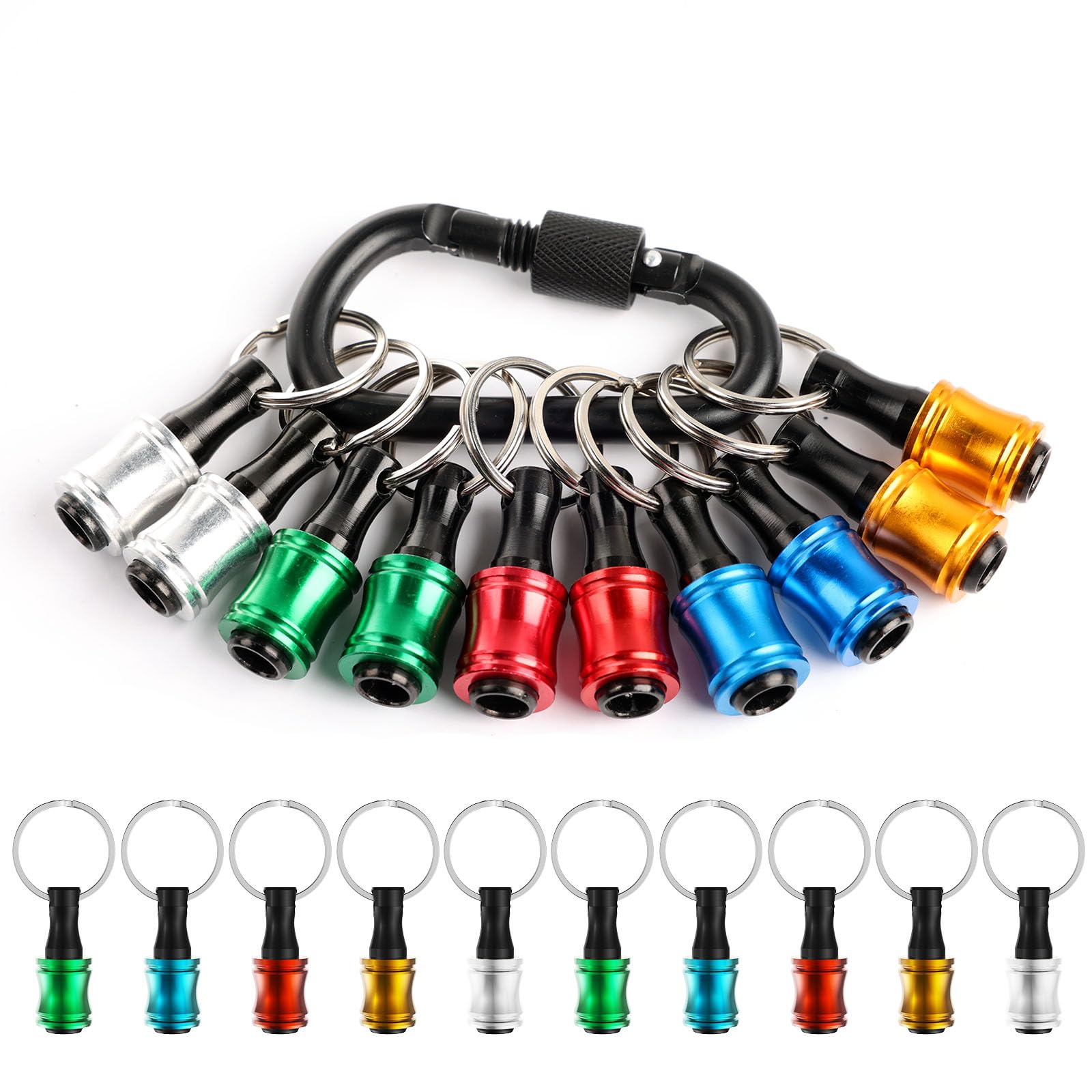 Katerk 10pcs 1/4 Inch Hex Shank Aluminum Alloy Screwdriver Bits Holder