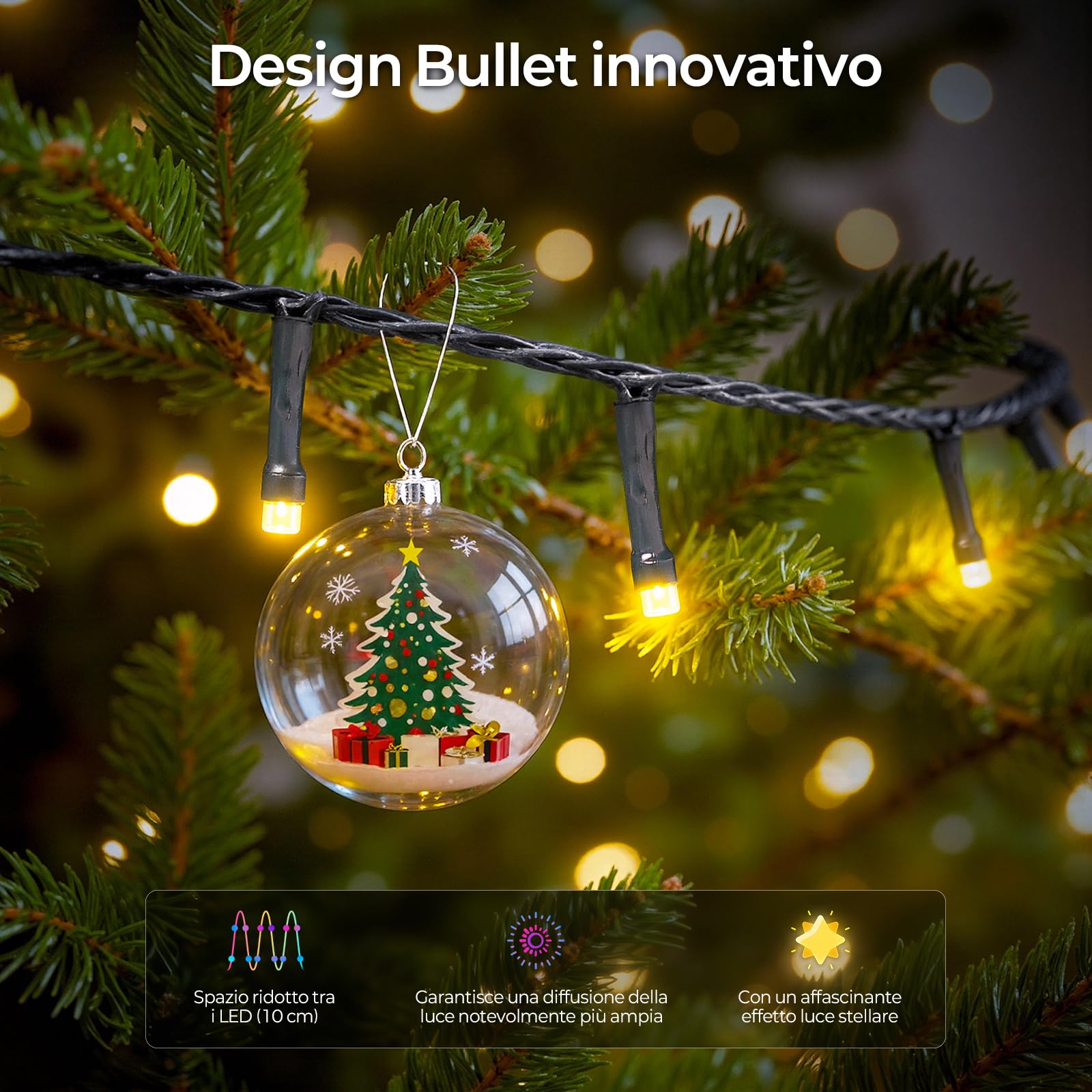 YAYZA! Luci Albero di Natale Smart 20m, 200 LED Luci Natalizie, 16M di Colori RGB, Controllo tramite App & Telecomando, per Interni ed Esterni IP44, Ideale per Albero di Natale, Feste e Decorazioni