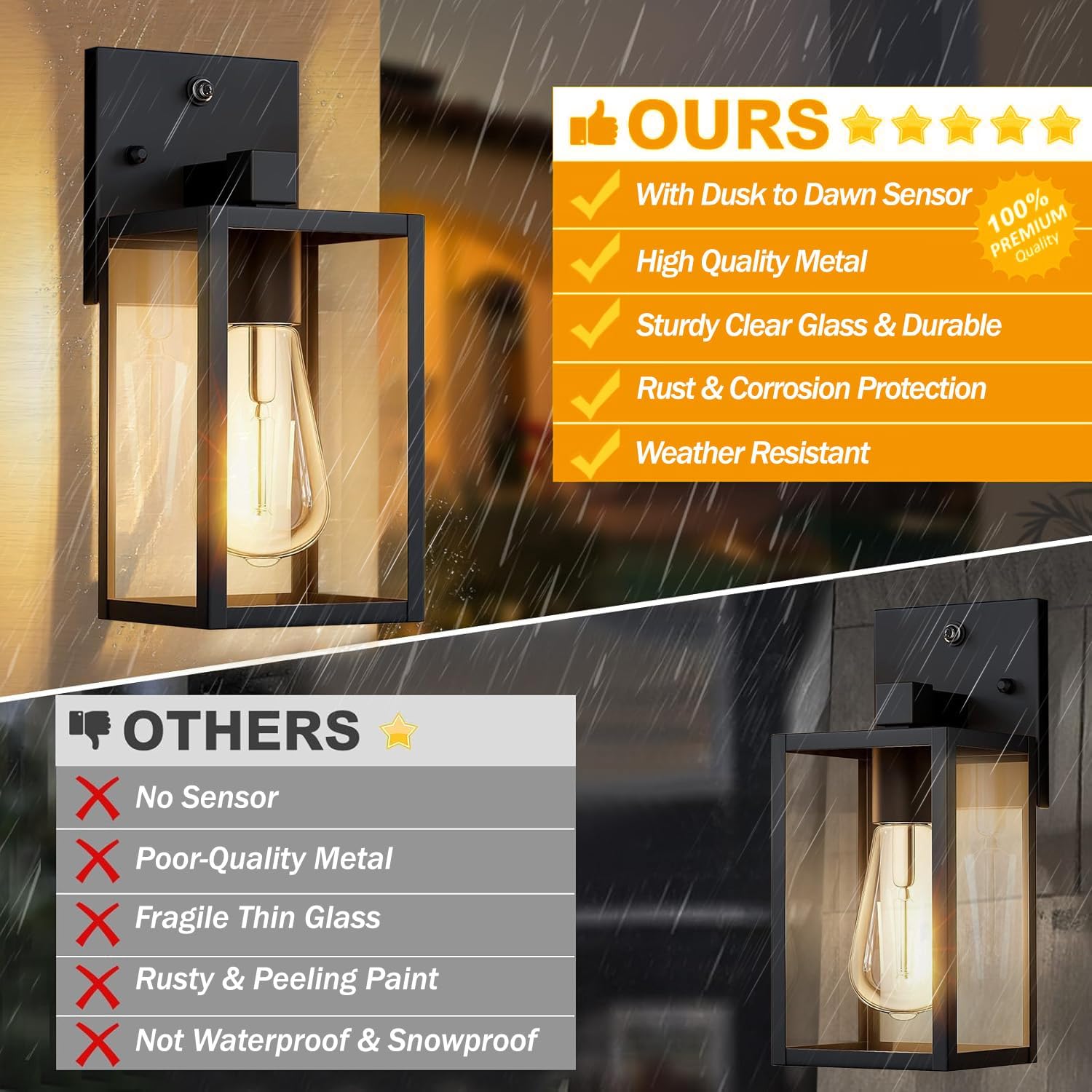 Dusk to Dawn Outdoor Lights for House, 4 Pack Outdoor Wall Light Black Exterior Lighting Fixtures Wall Mount, Aluminum Porch Wall Lanterns Waterproof Outside Light for House Front Door Light