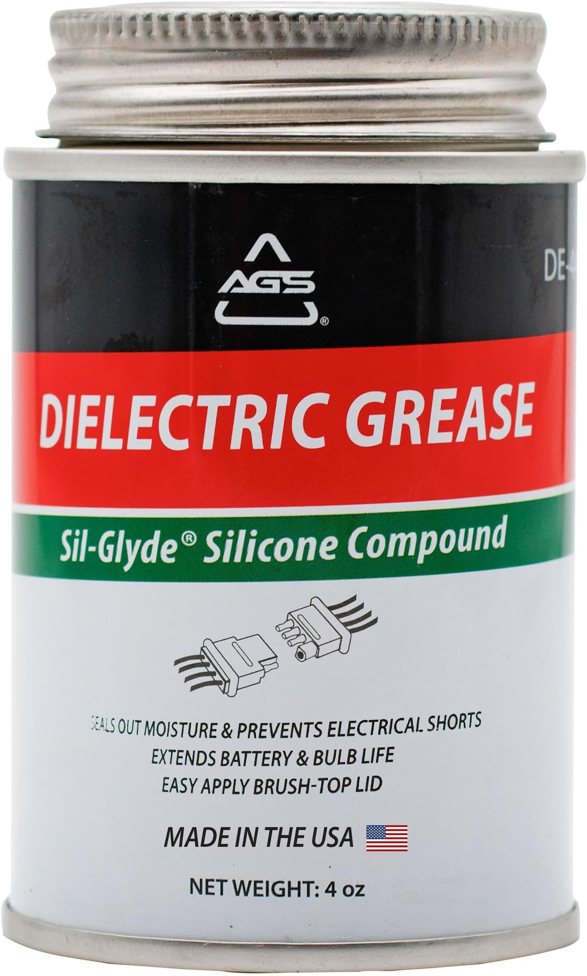 Automotive Solutions Dielectric Silicone Grease Compound for All Electrical Components & Connectors - 4 oz Brush Top Can