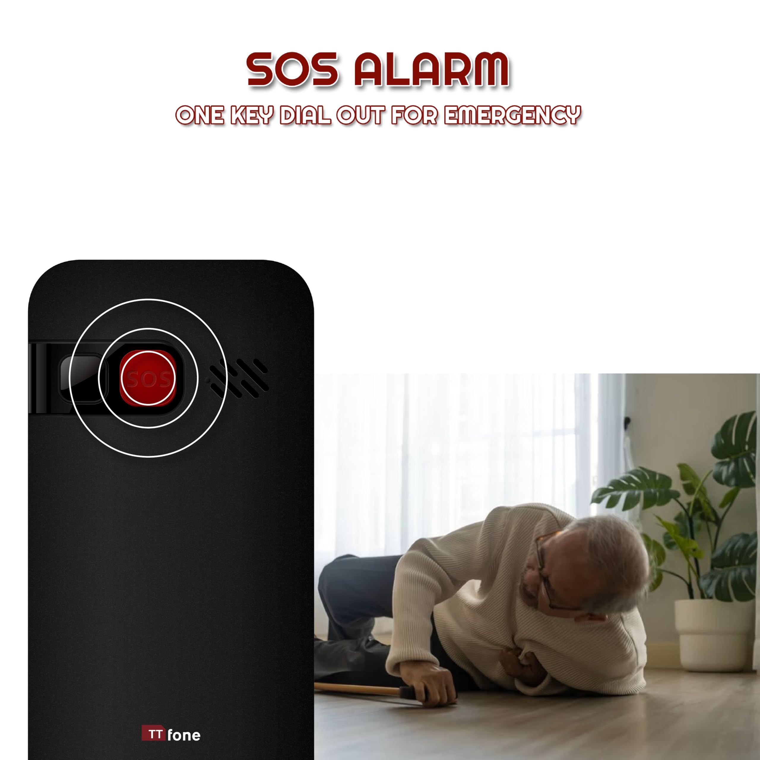 TTfone TT190 Big Button Basic - Teléfono móvil de Emergencia Desbloqueado para Personas Mayores, teléfono Simple y Barato (con Cargador de Base)
