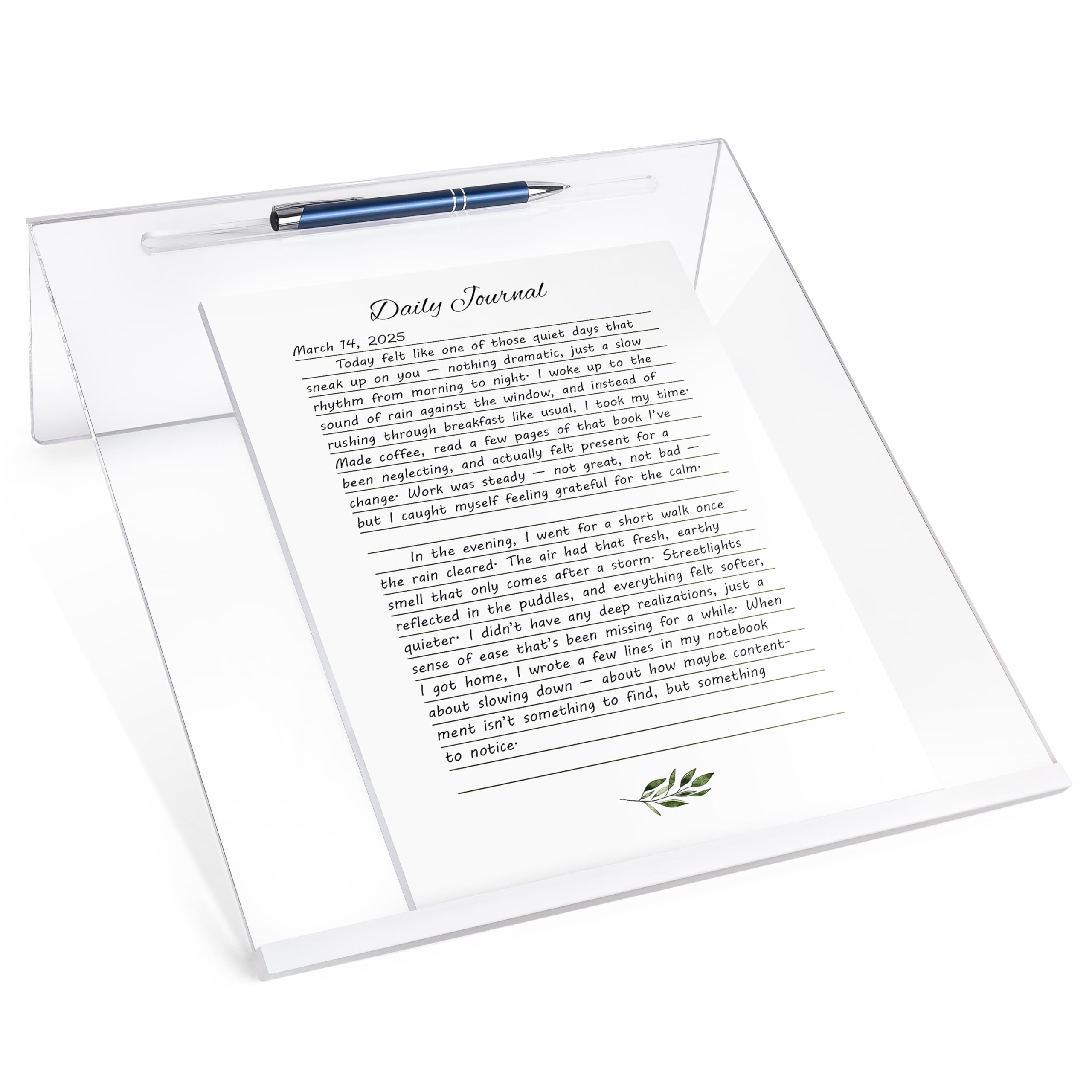 Premium Clear Acrylic Ergonomic Writing Slope, Anti Slip, Extra Wide, 20 Degree Angle Improve Writing Posture, with Pen Holder