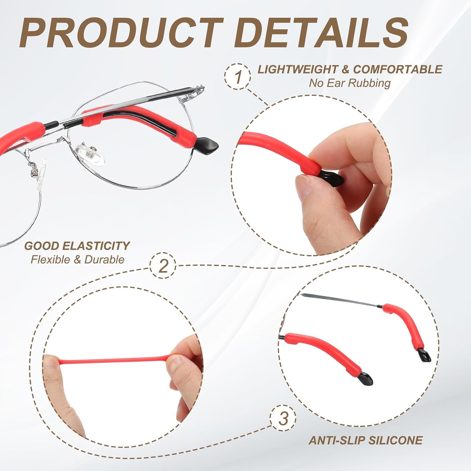 PATIKIL Eyeglasses Temple Tips Sleeve Retainer Soft Silicone Anti-Slip Glasses Retainers for Sunglasses Eyewear