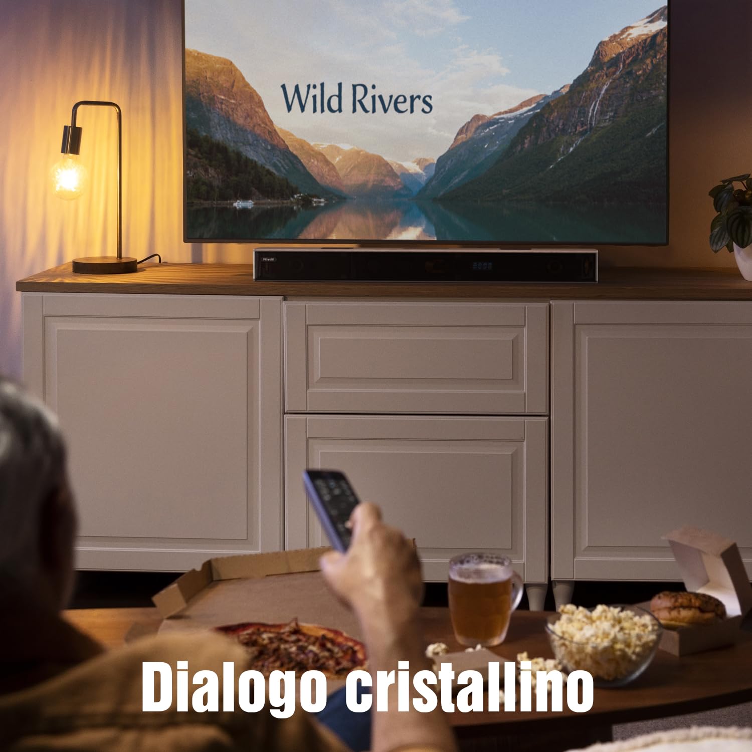 Hiwill Soundbar 5.2.2ch in legno Dolby Atmos, Sound Bar All-in-one per Smart TV con doppio subwoofer integrato, sistema audio surround da 400W per altoparlanti TV, WoNoble A502