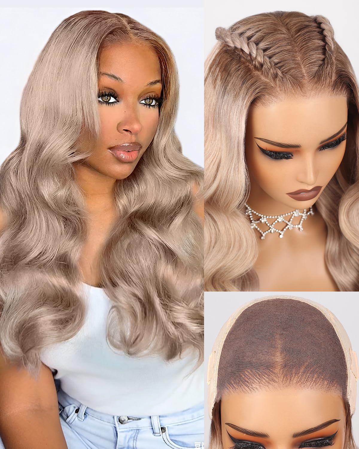 Arabella 20/Ash Blonde Ombre Lace Front Wigs Human Hair 5x6 Ready to Go Glueless Wigs Human Hair 210% Density Loose Body Wave Wig Pre Cut Lace Pre