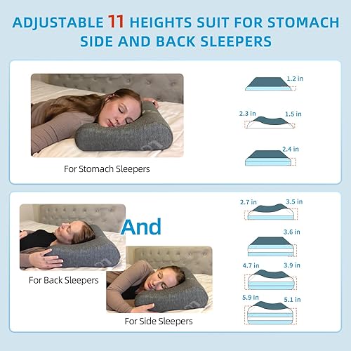 Miniatura 4 de LOFE Almohada de contorno  Almohada cervical ajustable para el cuello cervical para un apoyo ideal, almohada de espuma viscoelástica de contorno de