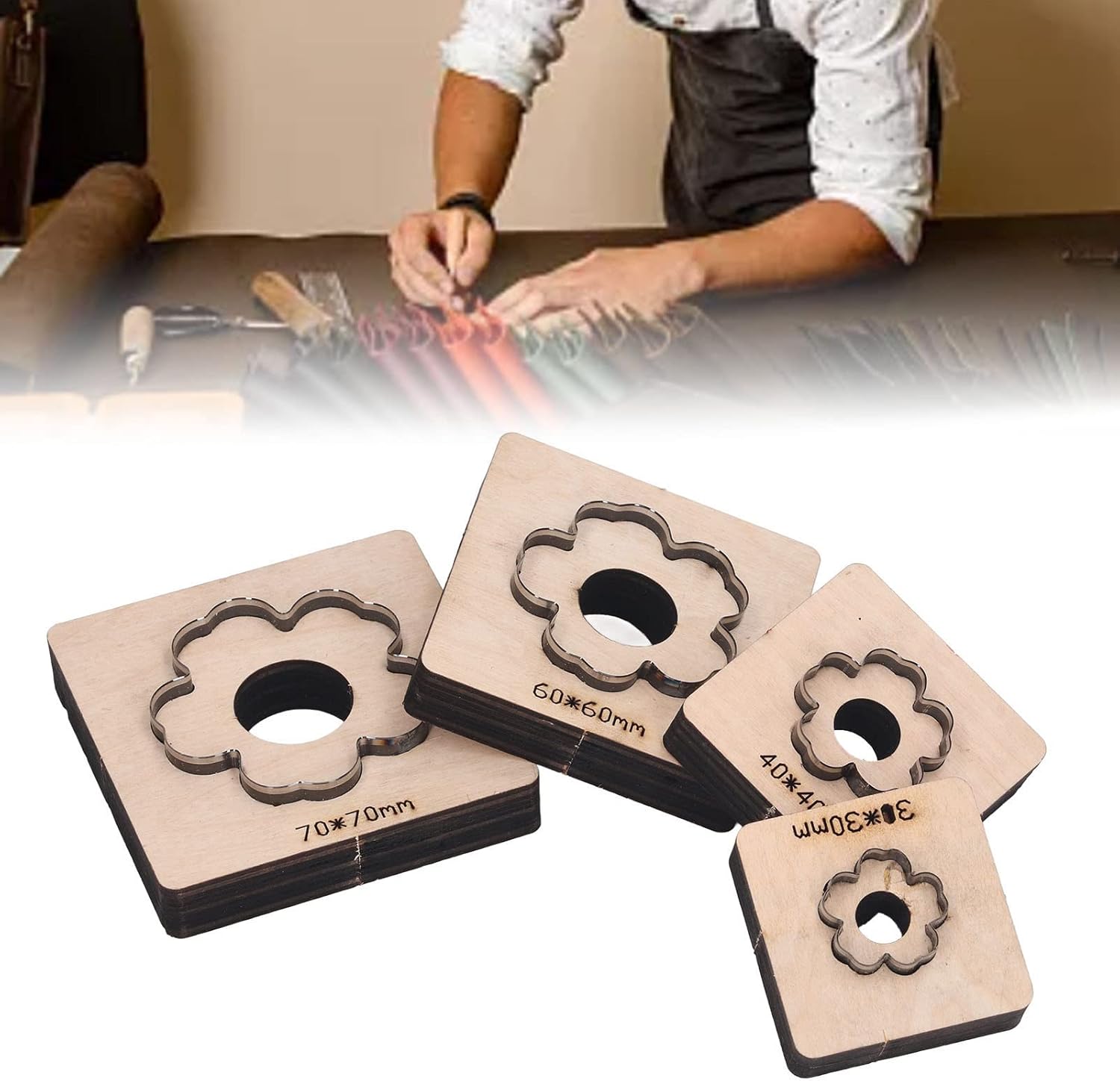 Leather Cutter Tool,Leather Die Cutter Tool, 4Pcs Leather Cutting Flower Pattern Accurate Clean Cutting Leather Punching Die for Cardboard Clay
