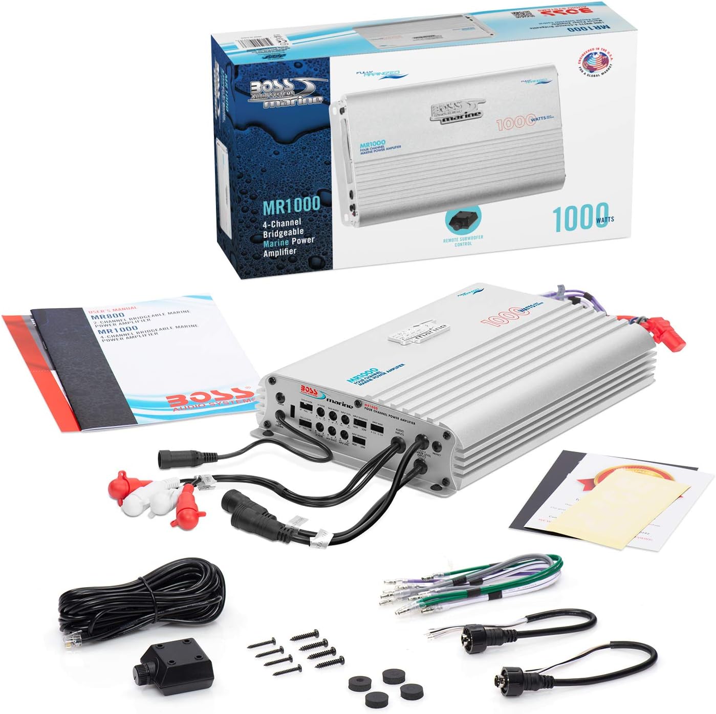 Contents of BOSS Audio Systems MR1000 box