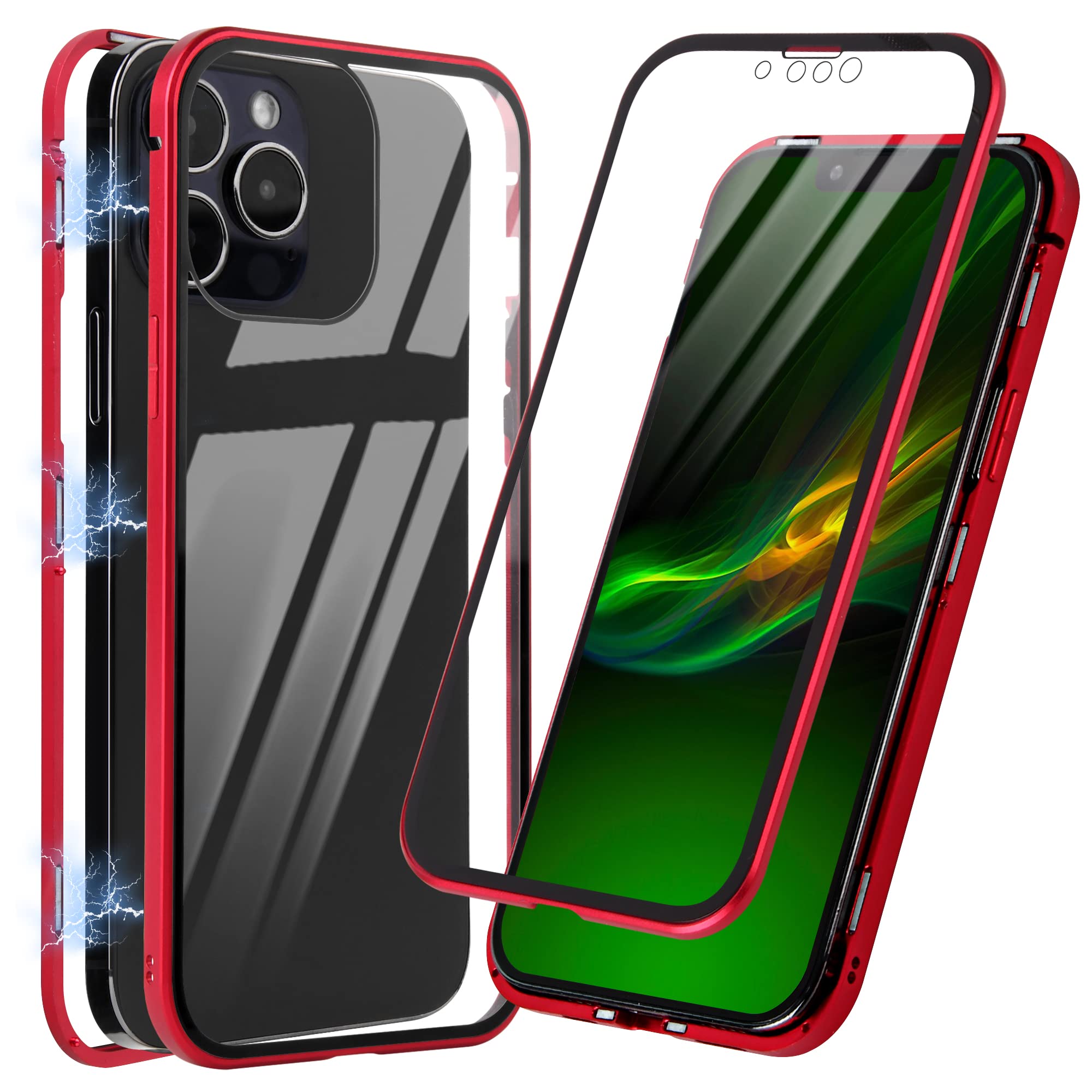 Vikoros Privacy Magnetic Case Compatible with iPhone 13 Pro Max, Anti Peeping Front & Back Tempered Glass [Magnet Metal Bumper Frame],Full Protective Phone Cover for iPhone 13 Pro Max 6.7''(2021)