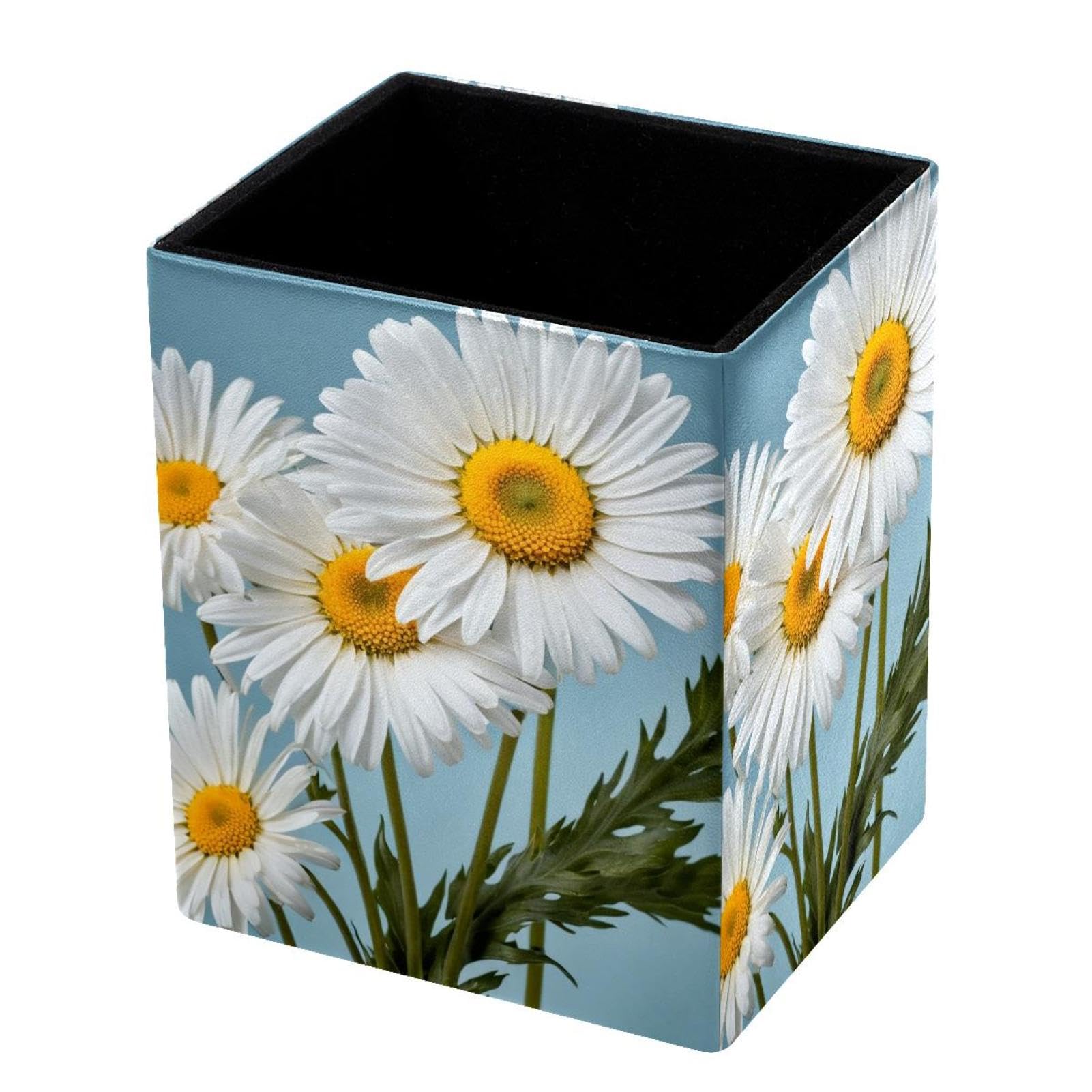 VAPOKF Pencil Holders for Desk, Daisy Printed Pen Holders Pen Pot Makeup Brushes Storage Desktop Stationery Supplies Organiser for Home Office