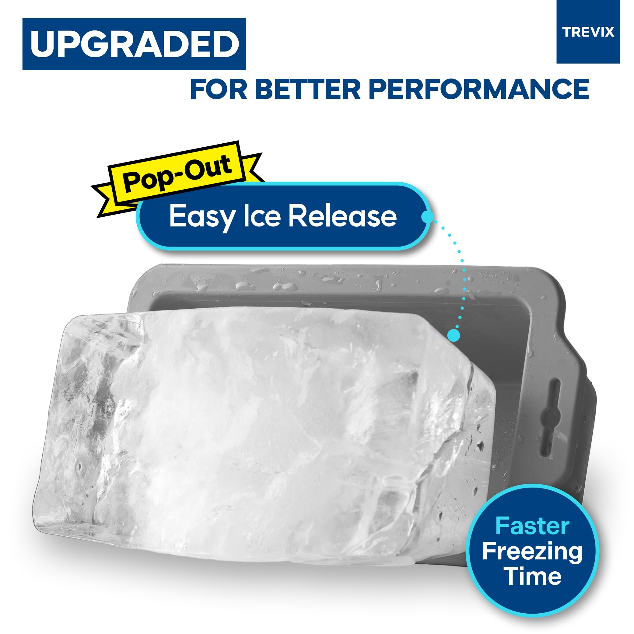 Molde de bloque de hielo XL para inmersión en frío (2 piezas) – Puede hacer cubitos de hielo de 9 libras, bandejas reutilizables para cubitos de hielo para interiores y exteriores, color gris