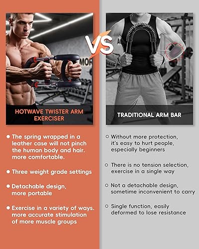 Miniatura 7 de Entrenador de brazo Twister, equipo de entrenamiento de pecho ajustable de 66 a 170 libras, entrenador de brazo de torsión, fortalecedor de
