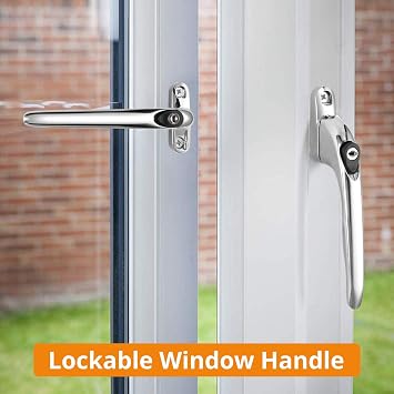 Neoteck 2Pcs Chrome UPVC Window Handle Universal Espag Key Lock 43mm