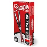 Sharpie® Roller Pens, Arrow Point, 0.7 mm, Black Barrel, Red Ink, Pack Of 12 Pens – view 1
