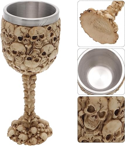 Miniatura 3 de GANAZONO Copa de vino de calavera creativa de Halloween, vaso de vino de acero inoxidable, taza de decoración de terror para Halloween, hogar, bar,