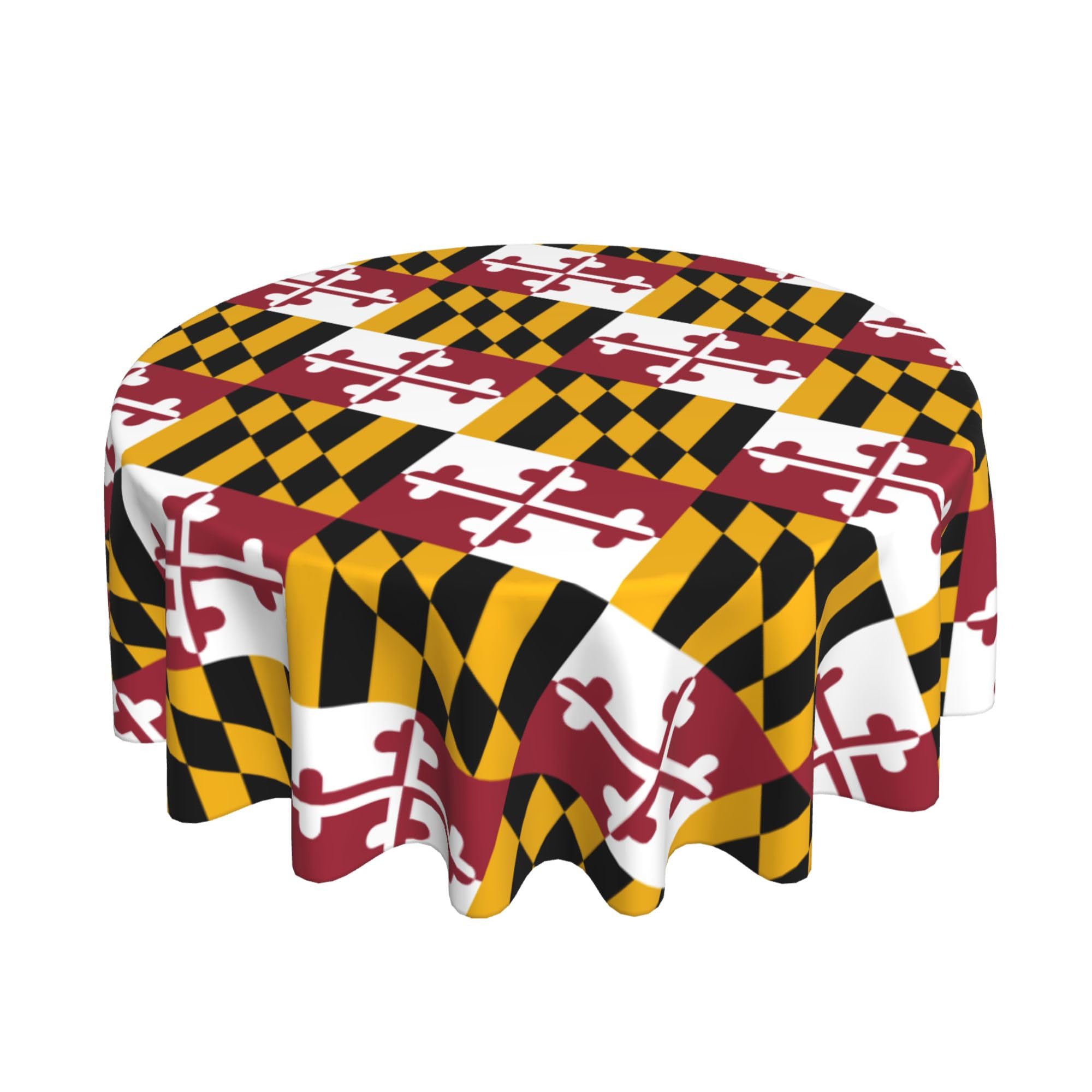 HLBSDM Flag of Maryland 60" Restaurant Circle Decor Tablecloth Festive Table Cover Round Art Desk Cloth