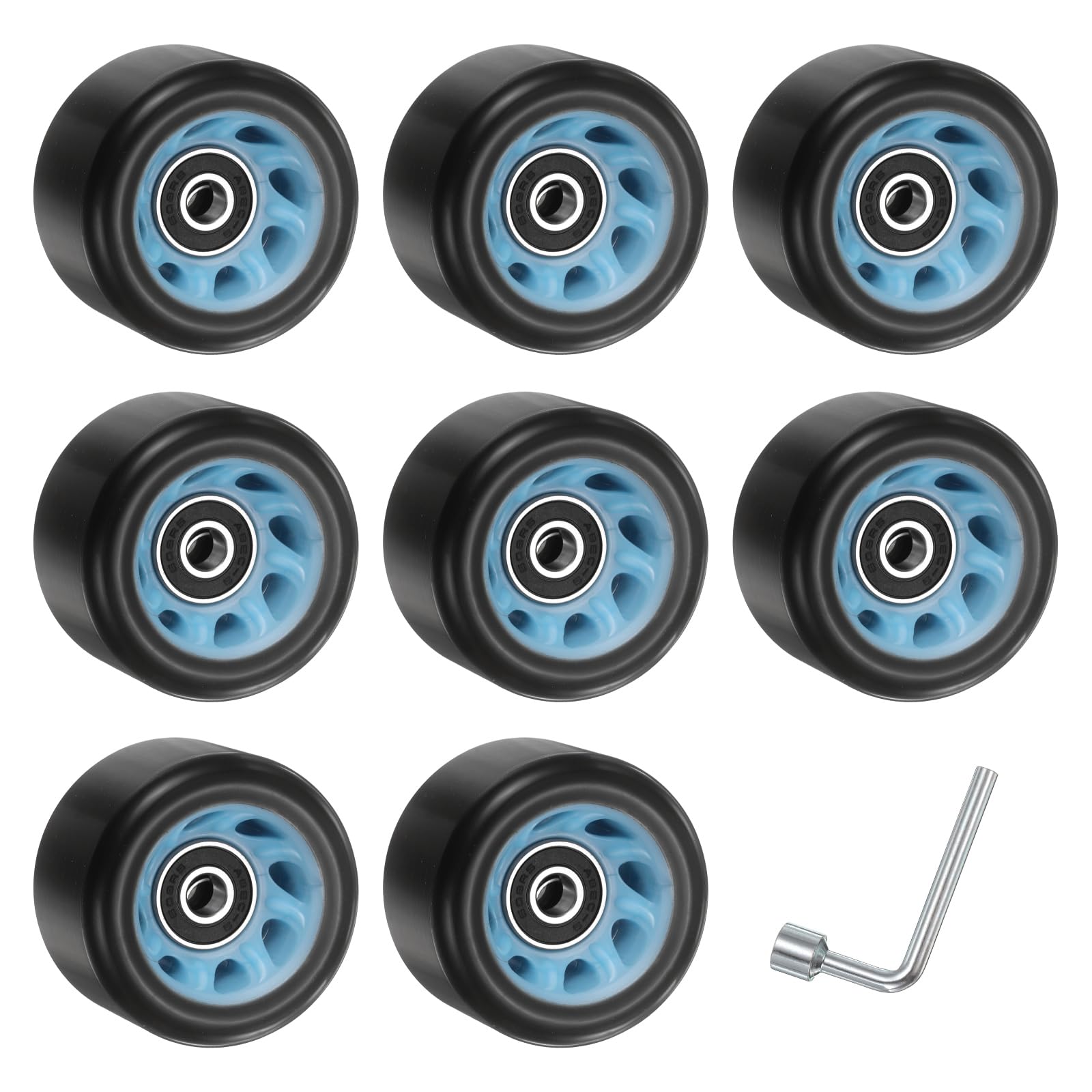 YELARXI 8 Pack Quad Roller Skate Wheels with Bearings, 58mmx32mm, Blue