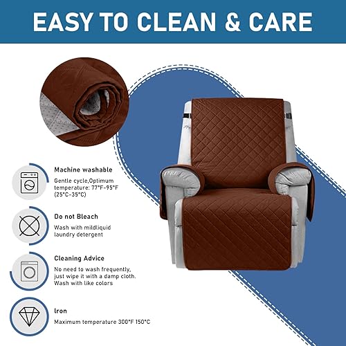 Miniatura 3 de Funda acolchada reversible para sofá reclinable funda para silla de 2 pulgadas de grosor protector de silla antideslizante funda de sofá lavable con