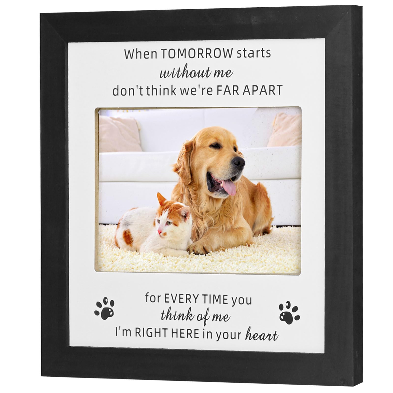 LIRONGTAGE Dog Picture Frame, Black Pet Memorial Picture Frame, Pet Memorial Gifts for Dog, Cat or Other Pet, Memorial Sympathy Gift Dog Loss, Wooden Tabletop Frame with Sympathy, Hommage 9 x 9 Inch