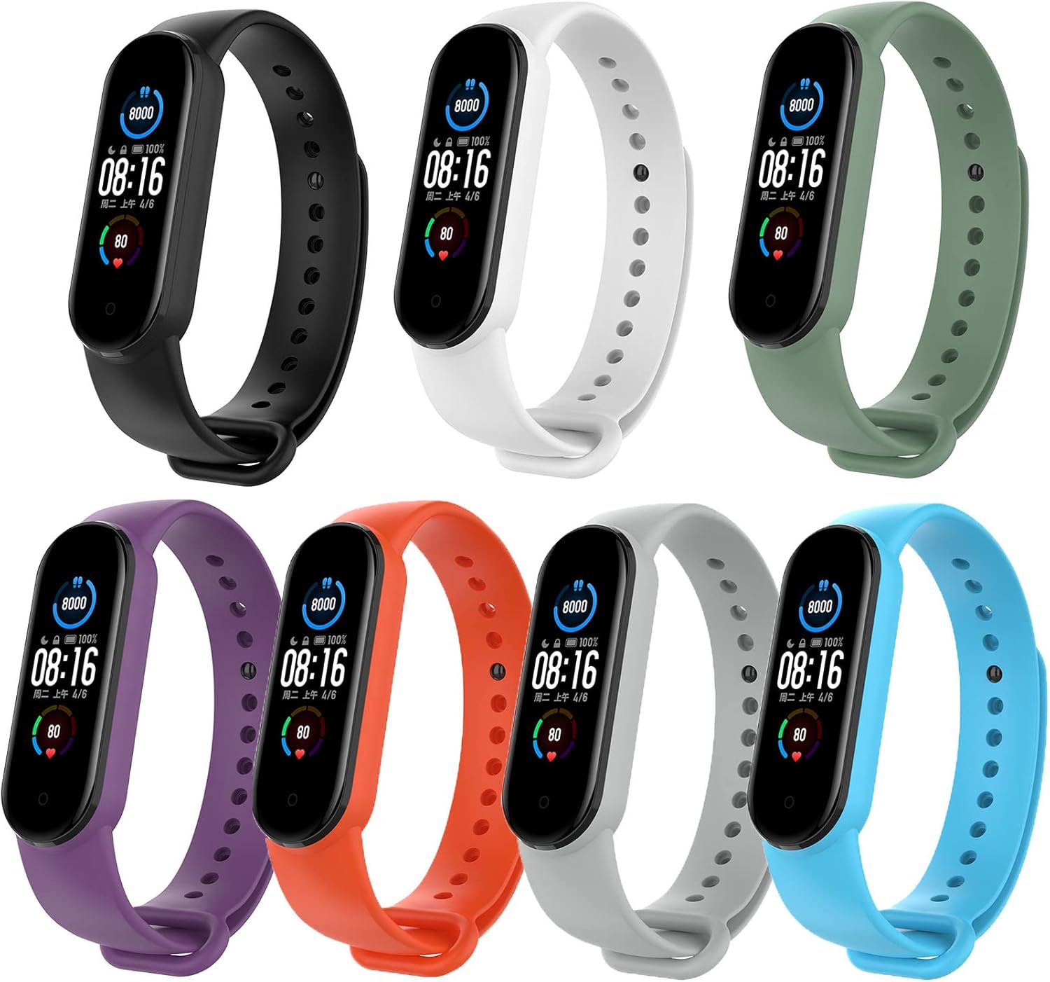 MYKOMI Correas de reloj de silicona compatibles con Xiaomi mi Band 5, correa de repuesto deportiva para mujer y hombre