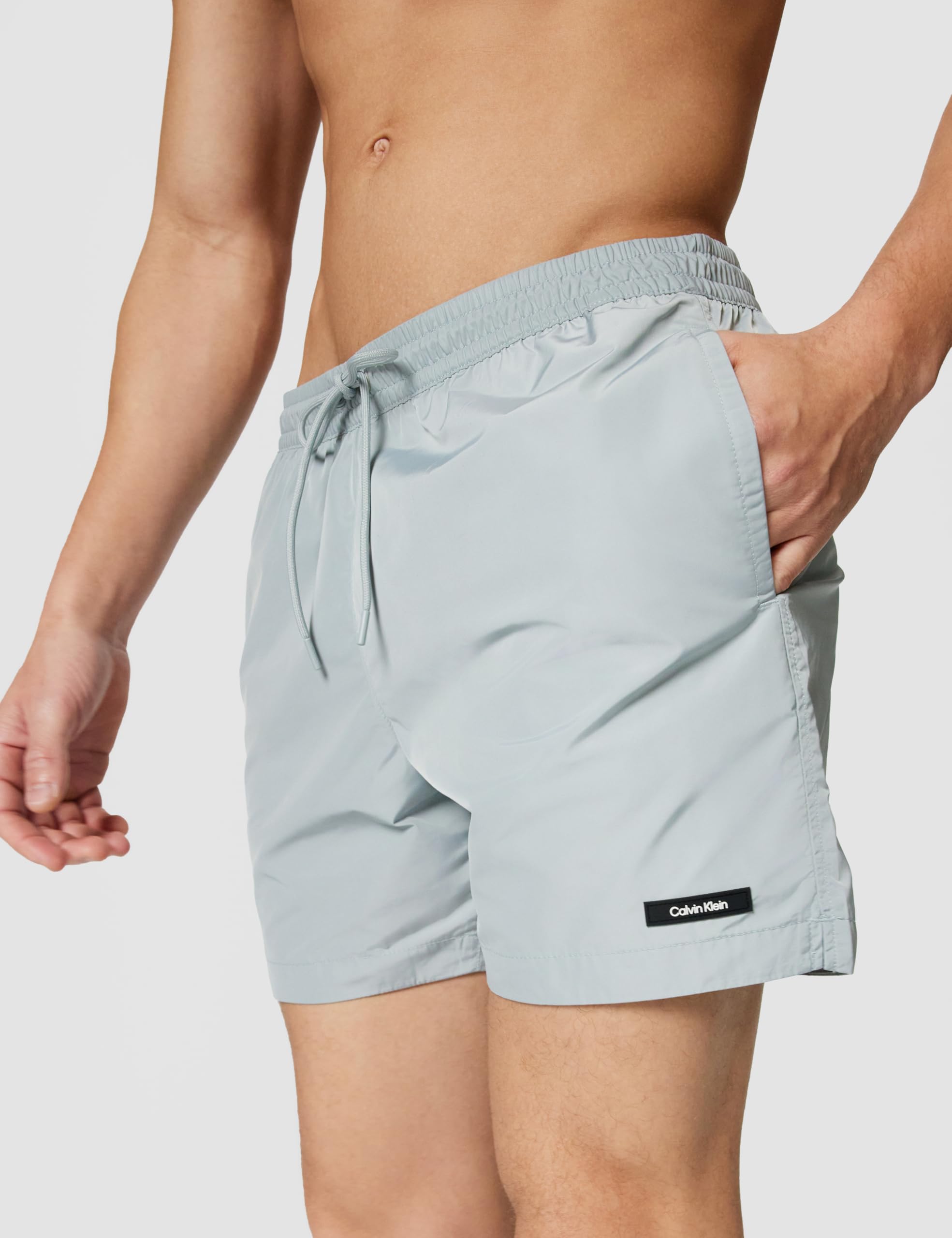 Calvin Klein Short de Bain Homme Medium Drawstring Séchage Rapide, Gris (Quarry), M
