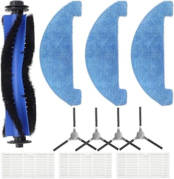 Robot Vacuum Replacement Parts Kit with Main Brush Side Brushes Mop Pads for Loorow AT800 Accessories Set