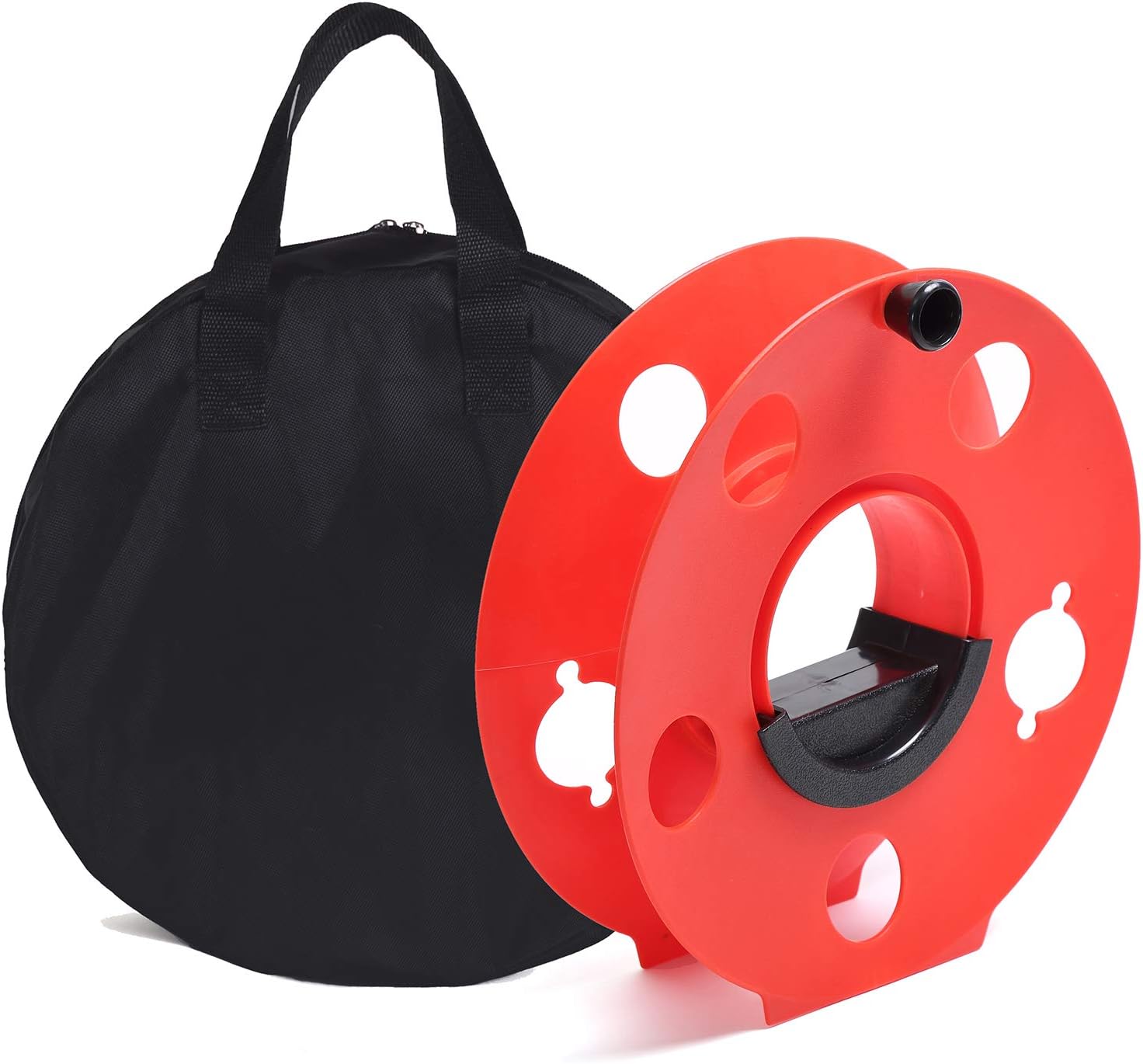 Heavy Duty Impact Resistant Plastic Extension Cord Storage Reel With Bag 1 Pack Durable & Safe, Lightweight & Portable, Ideal for Outdoor Projects & DIY Maintenance 100 Feet RED