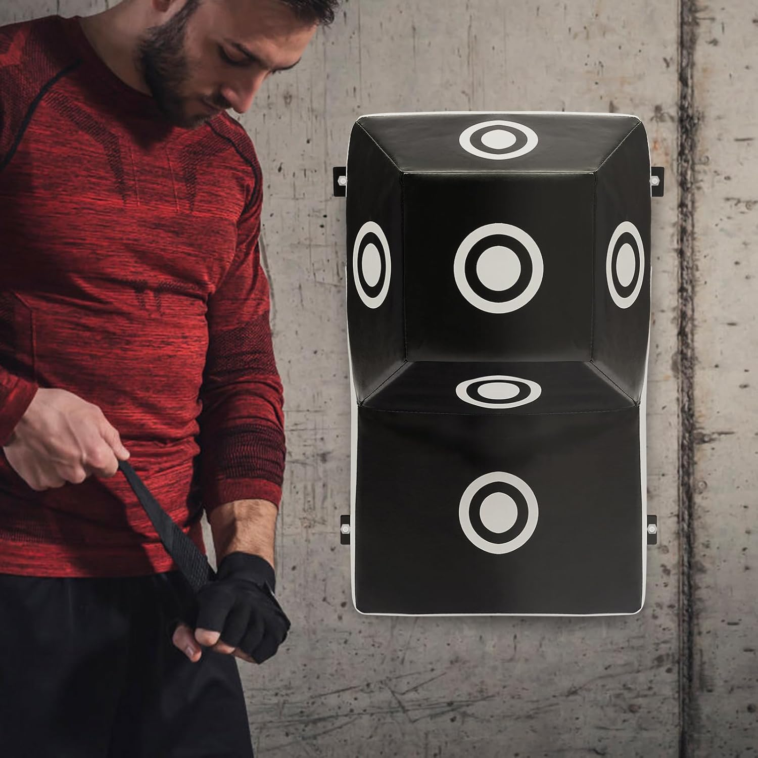 YIYIBYUS Wall Mounted Boxing Punching Bag, Tear-Resistant PU Material with EVA Filling, Multi-Target Training for Accuracy, Easy Install Home Gym Equipment for Boxing MMA Fitness, Black and White