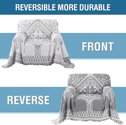 Miniatura 5 de H.VERSAILTEX Funda de sofá reversible para perro, para la mayoría de las formas, protector de muebles con borlas, funda de sofá modular (mediano 71