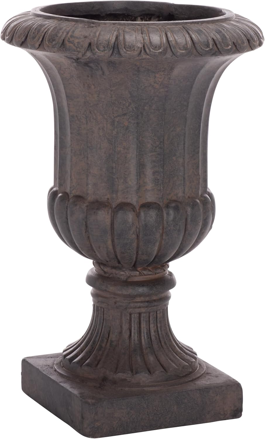 SAFAVIEH Outdoor Patio Furniture Collection - Durham Brown Magnesium Oxide Pedestal Planter Pot, Rustic Weather-Resistant Garden Urn (PAT5045B)