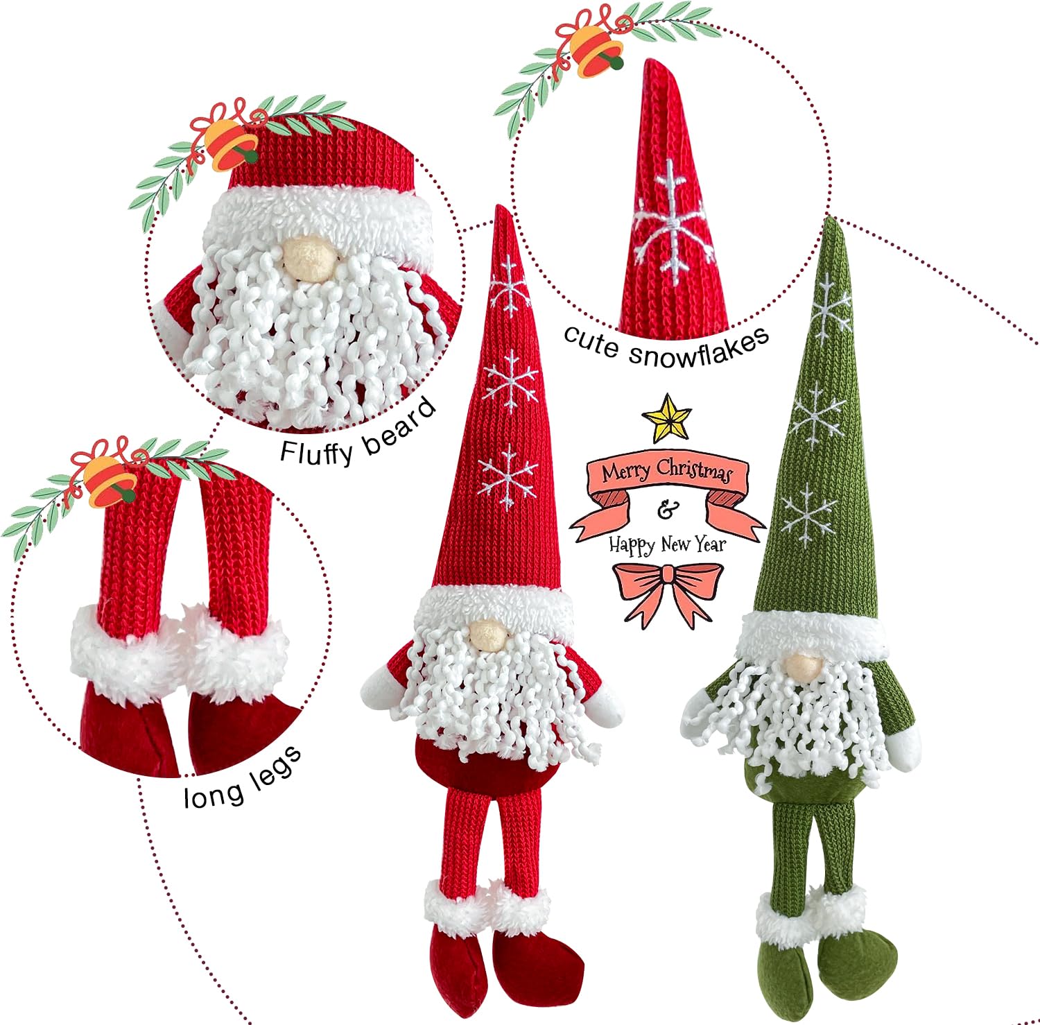 Amazon.co.jp: Vanjehou クリスマス ノーム ぬいぐるみ 装飾 4ピース