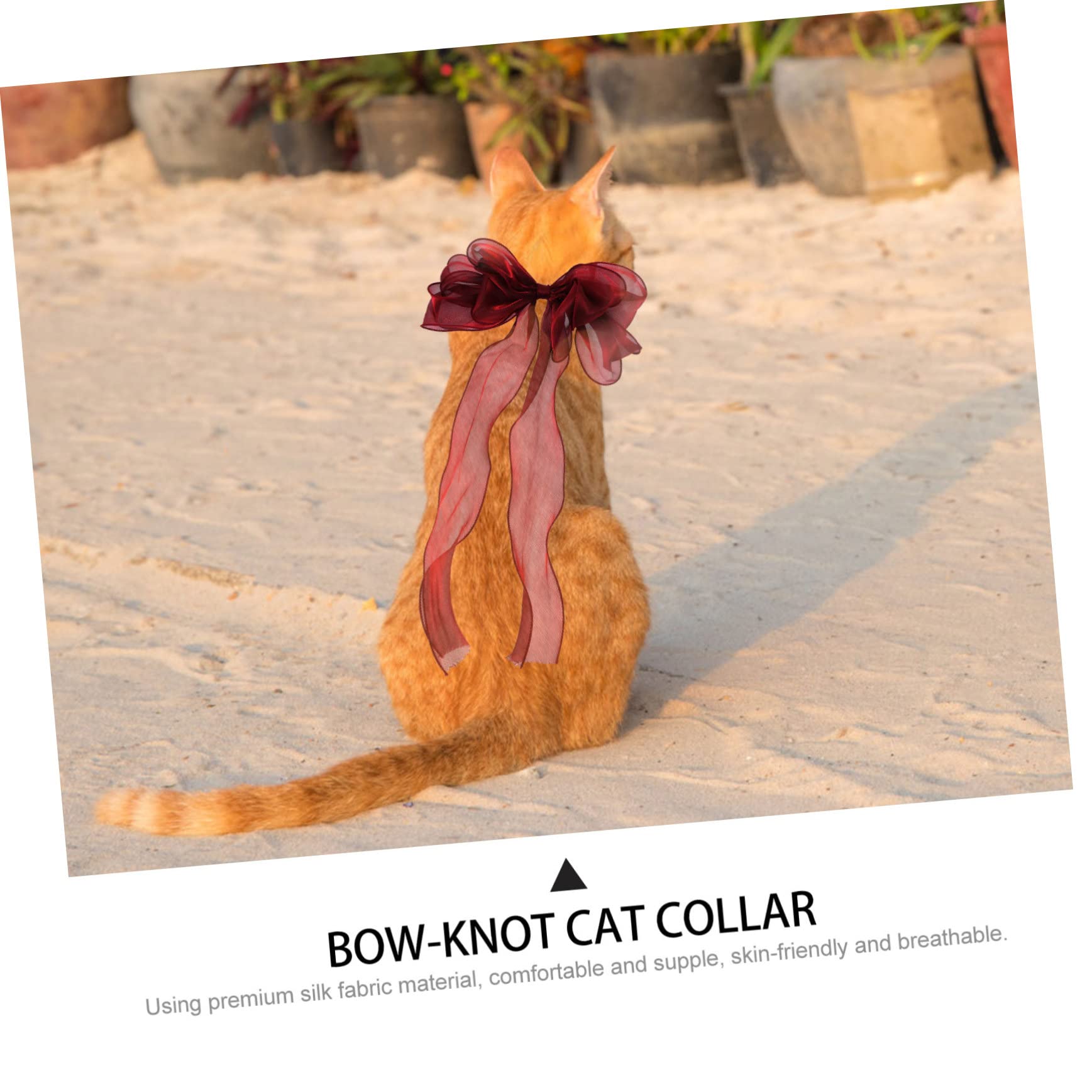 WOONEKY Collier De Chat Soyeux avec Nœud Accessoire Photo pour Chaton Collier Décoratif pour Fête d'animal De Compagnie