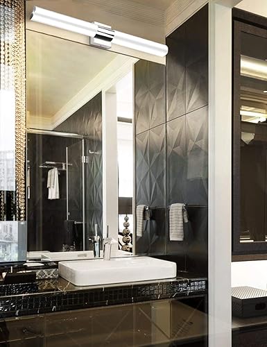 Miniatura 6 de YHTlaeh Lámparas LED de tocador de baño de 24 pulgadas cromo pulido 4000 K blanco natural moderno espejo de tocador de baño accesorios de luces