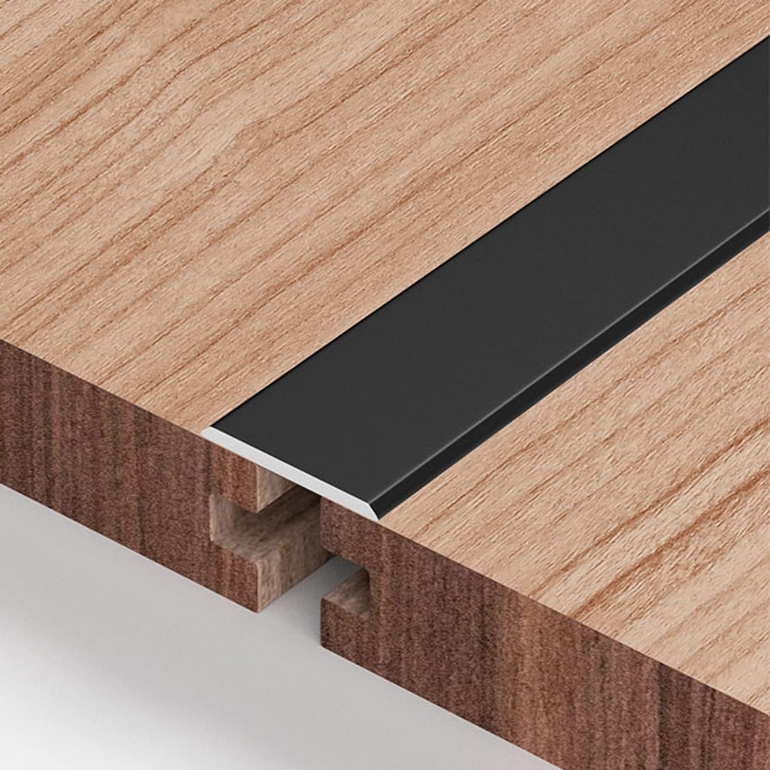 Waterproof Aluminum Threshold Strip, Flat Door Threshold, Safety Seam Cover, Prevent Floor Seam Seam Binder(Black)