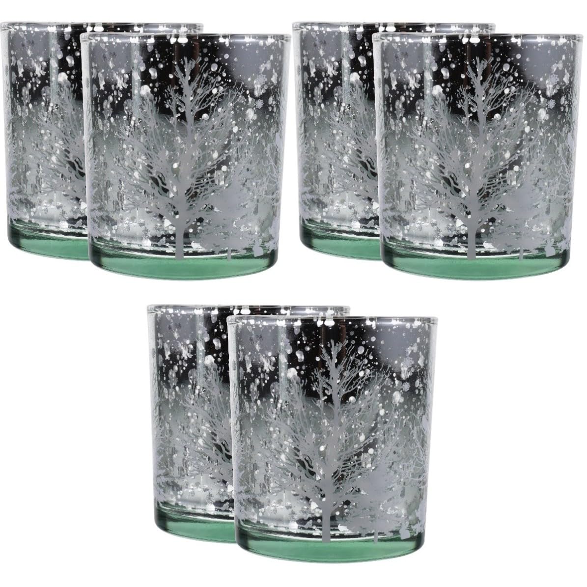Toyvian 6 Piezas Portavelas Navideño de Cristal Plata para Cafés y Mesas