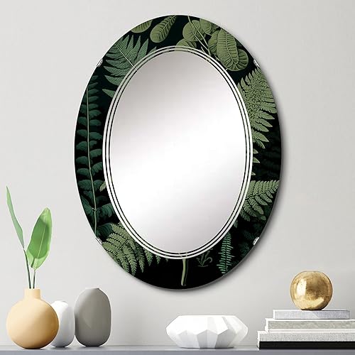 Miniatura 6 de DesignQ Fern On Retro Victorian Chart IV- Vanity Mirror, Bathroom Mirrors, Wall Mirrors for Living Room, Bedroom - Oval Mirror - Large 20'x30',