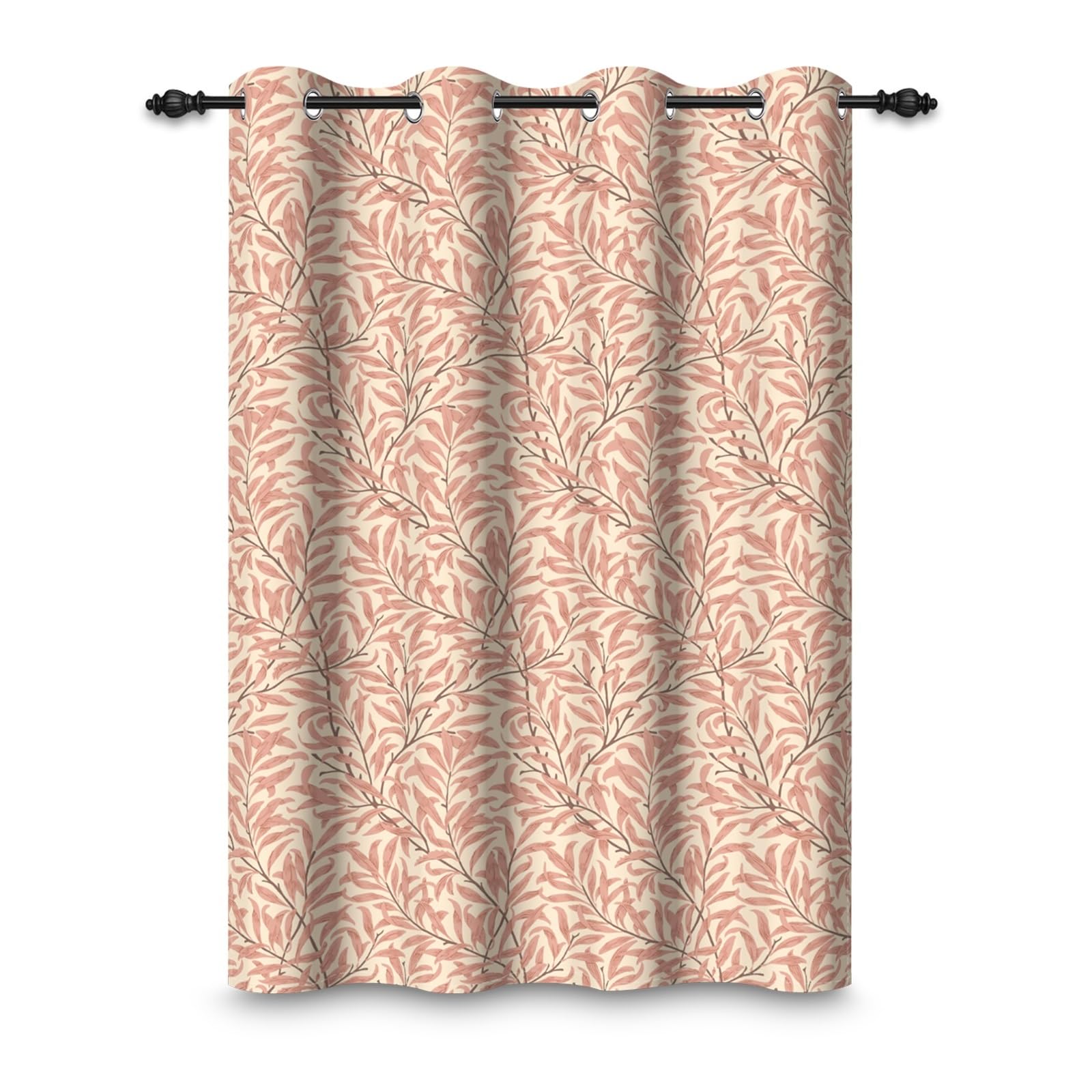 ggaimwf 107x160cm Leaf Blackout Curtain Pink Plants Vintage Seamless Pattern Eyelet Drapes Blackout Thermal Insulated Grommet Window Treatments for Living Room Bedroom Dining Room,Single Panel โ image 1