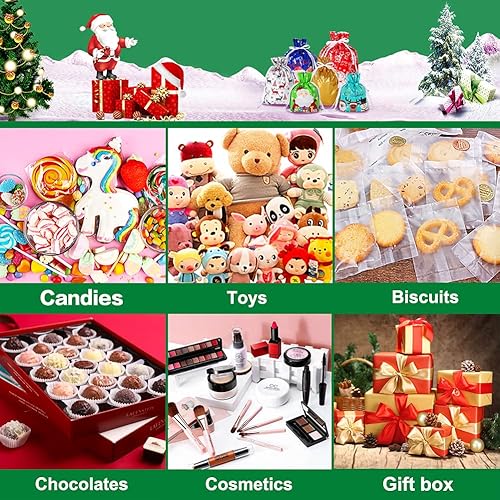 Miniatura 5 de YQL 30 bolsas de regalo de Navidad con cordón de varios tamaños, bolsas de regalo de Navidad, regalos de Navidad, envoltura rápida para cumpleaños,