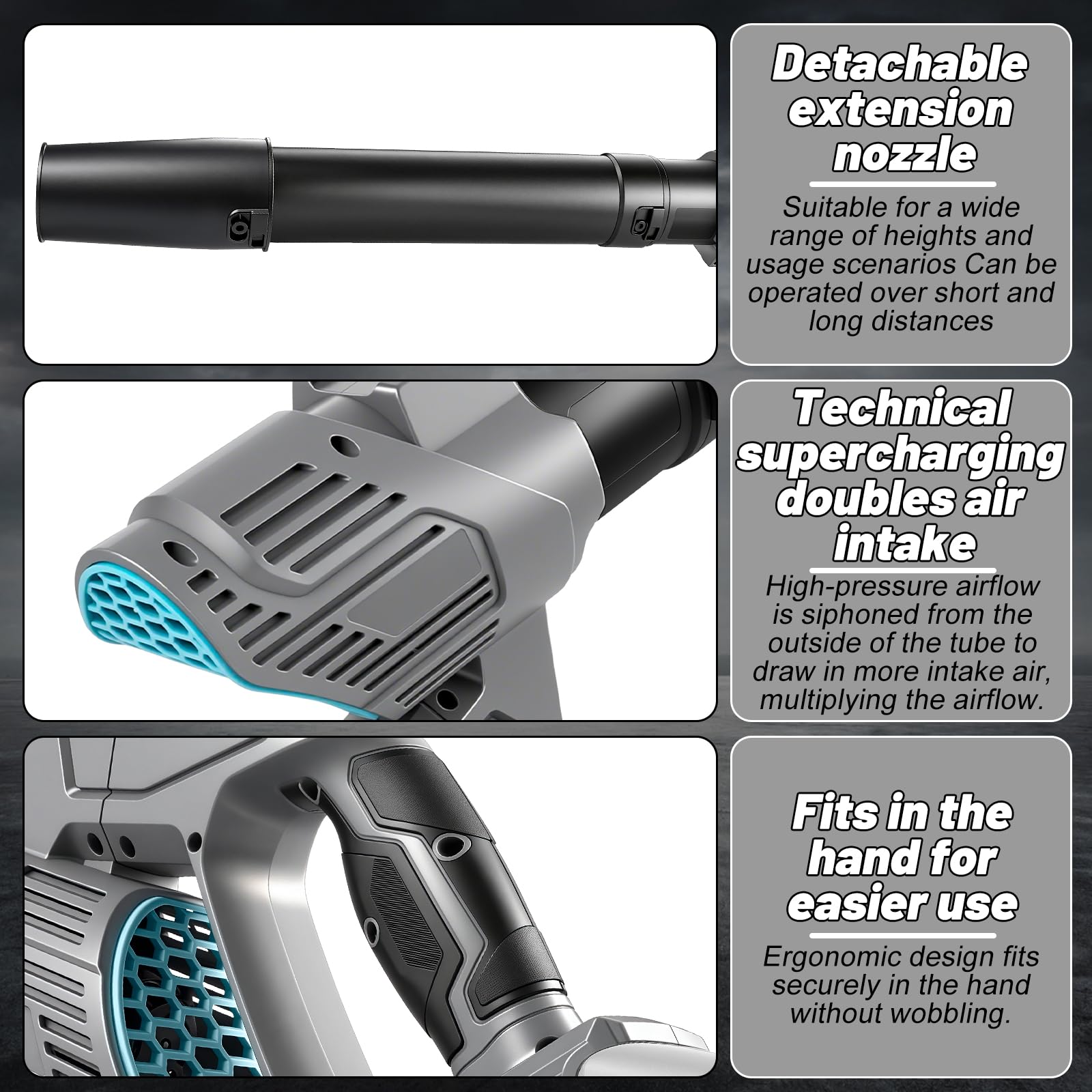 panthem Soffiatore a Batteria Compatibile con Makita 18V (senza batteria), Soffiatore Elettrico Senza Filo con Motore Brushless, 2 Ugelli Intercambiabili, Soffiatore Foglie per la Cura del Prato