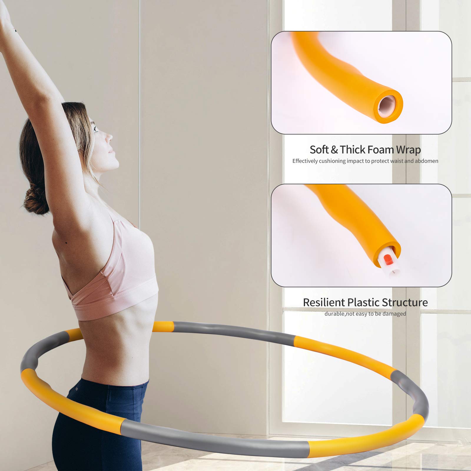 Hula Hoop Avec Revêtement En Mousse - Diamètre 80 Ou 90 Cm - Démontable En 6 Parties - Pour Adultes Et Enfants - 12