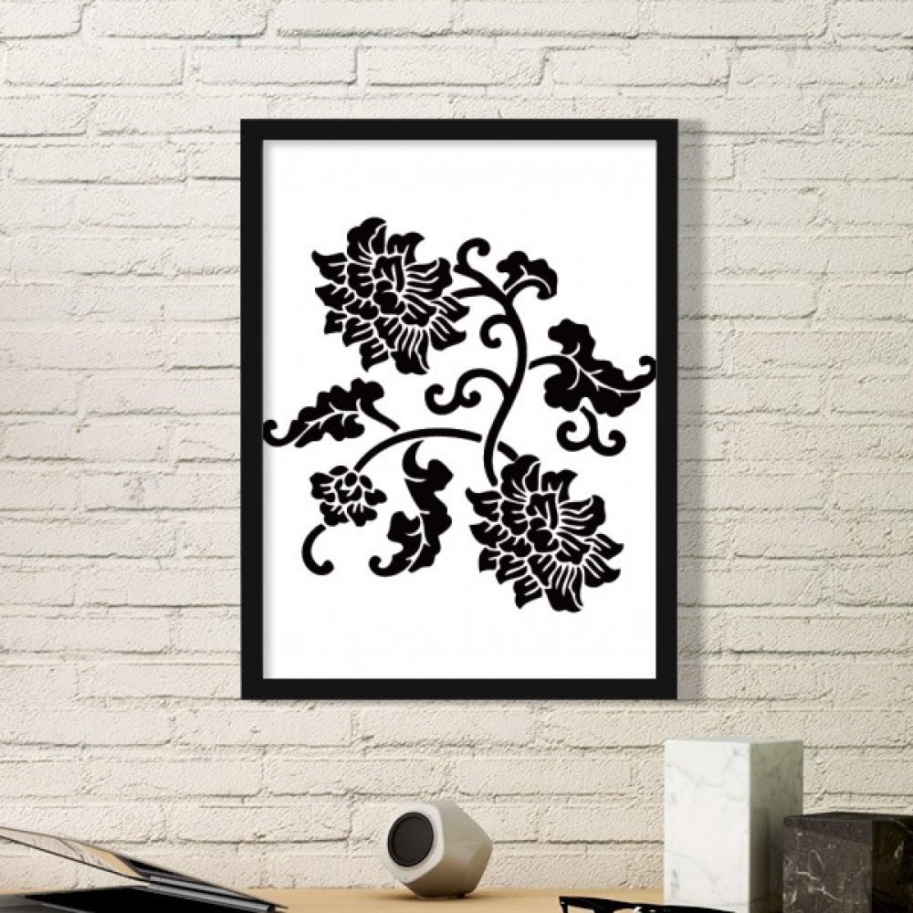Cadre photo silhouette de fleurs en bois noir moyen pour décoration murale