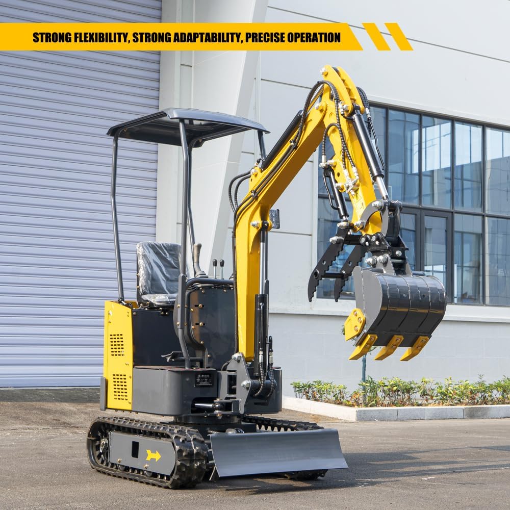 1.2-ton tracked mini excavator equipped with a 13.5 horsepower gasoline BS engine, EPA certified, standard hydraulic thumb clamp, quick change, and auger, suitable for various occasions (SKD-15Y-B)