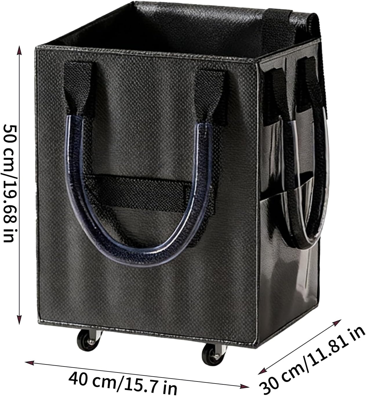 Folding Heavy Duty Large Rolling Tote with Handle - Reusable Grocery Bag On Wheels, Shopping Bag for Laundry Camping Moving Trip Clothes Outdoor Mall