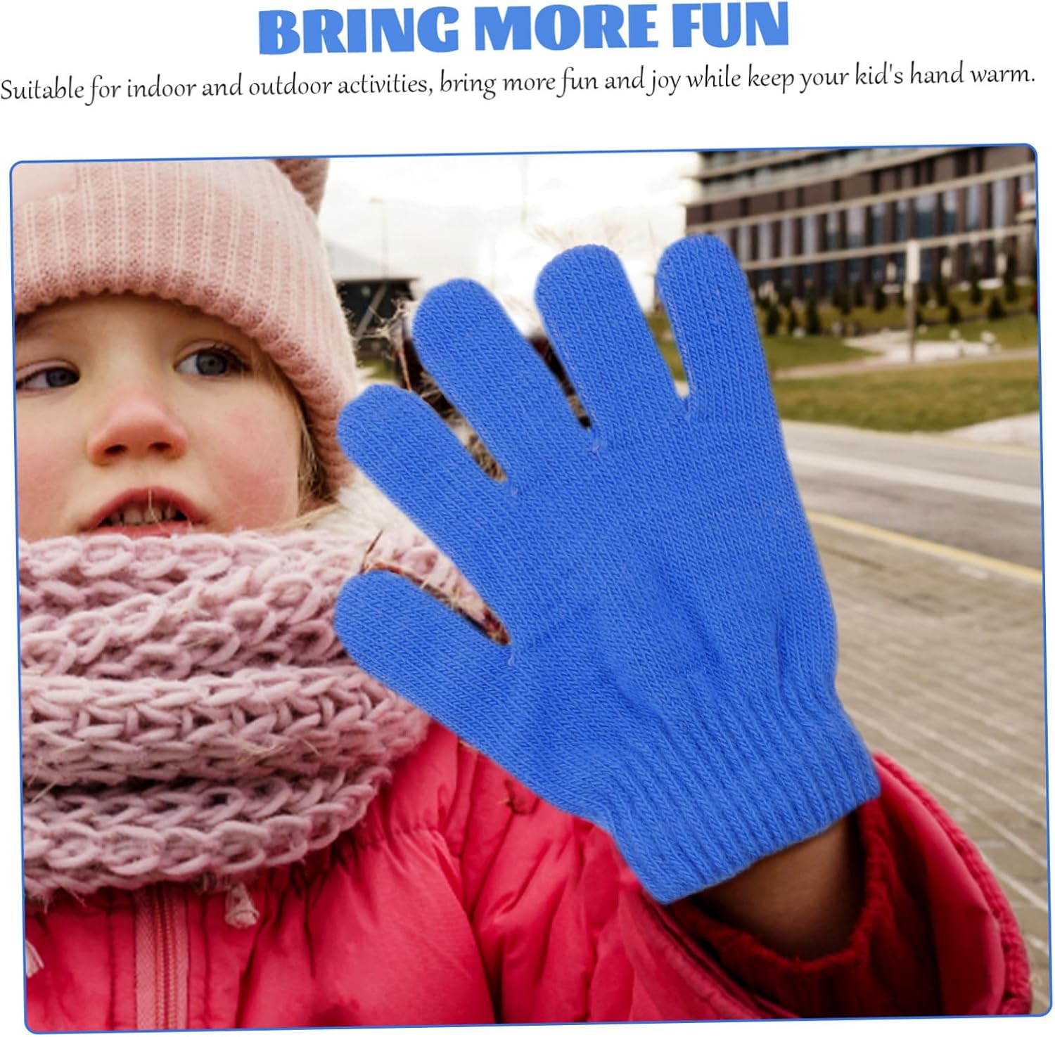 COLLBATH 12pairs Boys and Girls Mittens Warm Fleece Lined Gloves for Ages Cold Outdoor Finger Gloves for Skiing Snowboarding and Sports
