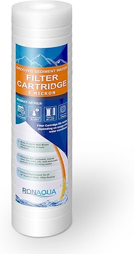 Ronaqua - Cartucho de filtro de agua de sedimentos ranurados de 10 x 2.5 pulgadas, cuatro capas de filtración, elimina arena, suciedad, limo, óxido,