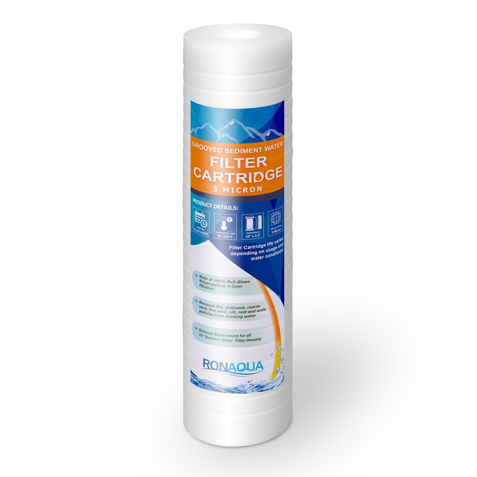 Grooved Sediment Water Filter Cartridge by Ronaqua 10x 2 5 Four Layers of Filtration Removes Sand Dirt Silt