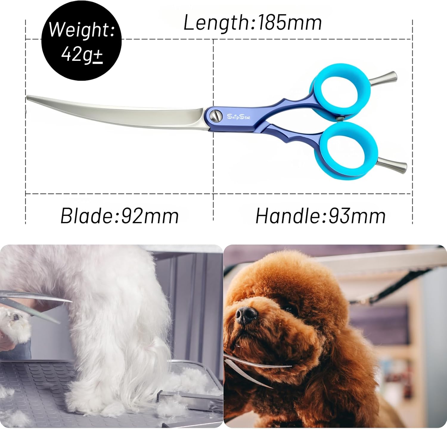 7.5in 25° & 6.75in 30° Blue Curved Dog Grooming Scissors Set, VG10 Stainless Steel Sharp Scissors for Dog Grooming, Professional Pet Trimming Shears for Dogs Cats Groomer or Home Use, Ergonomic Smooth