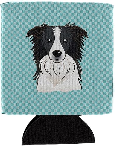 Caroline's Treasures BB1179CC tablero de ajedrez azul borde Collie lata o abrazo de botella, puede abrazar, multicolor