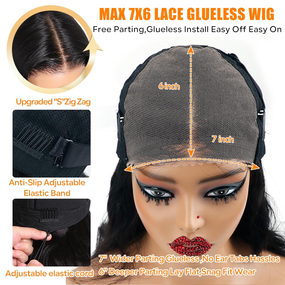 Amazon.com : CHEETAHBEAUTY 7x6 Glueless Wigs Human Hair Pre 