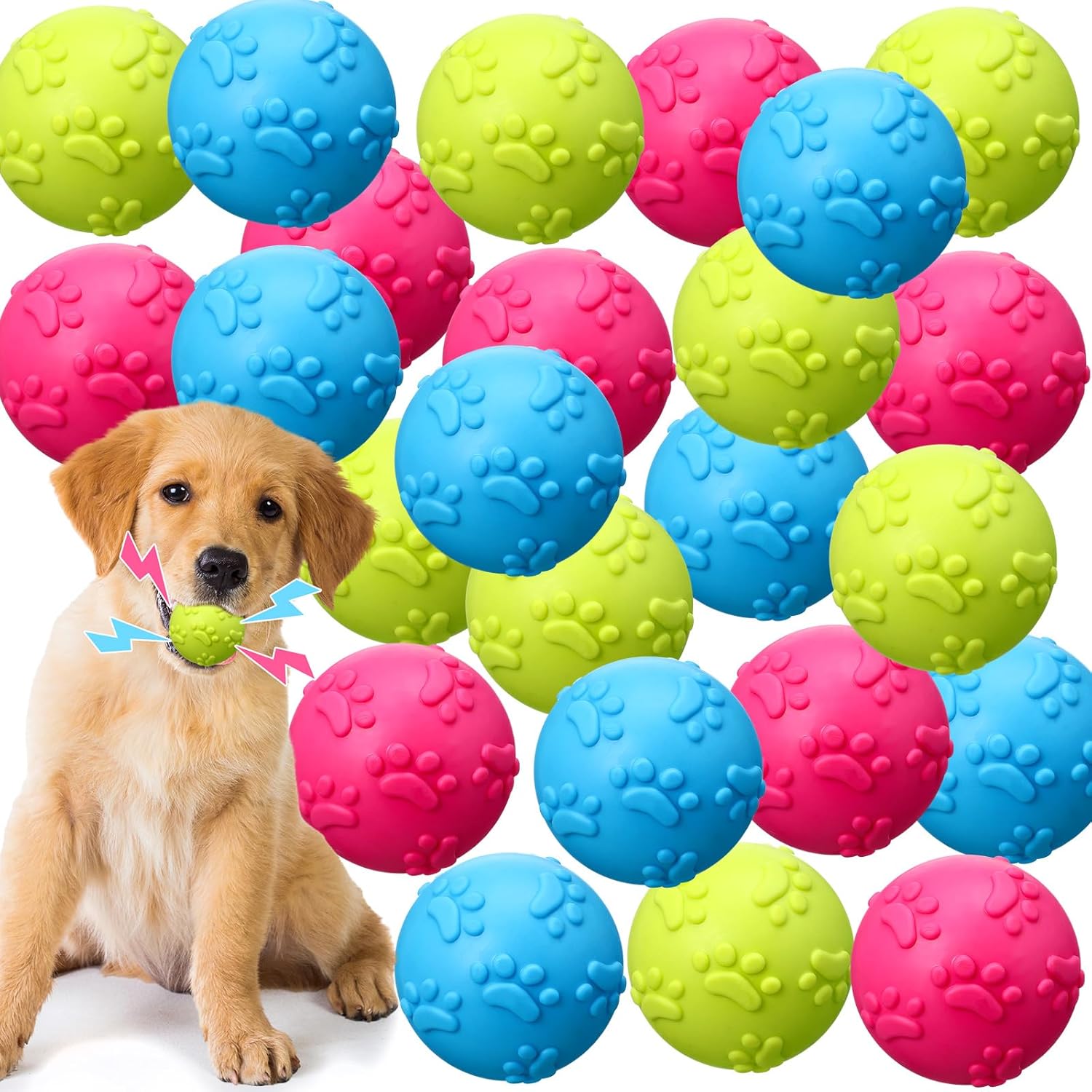 24 Pieces Squeaky Balls for Dogs Rubber Squeaky Dog Toys Bulk 2 36 Inch Dog Toys Ball Interactive